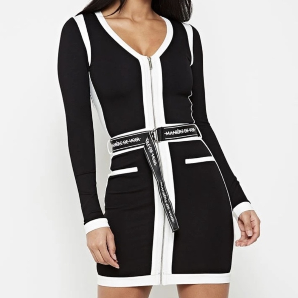 Black white bodycon dress